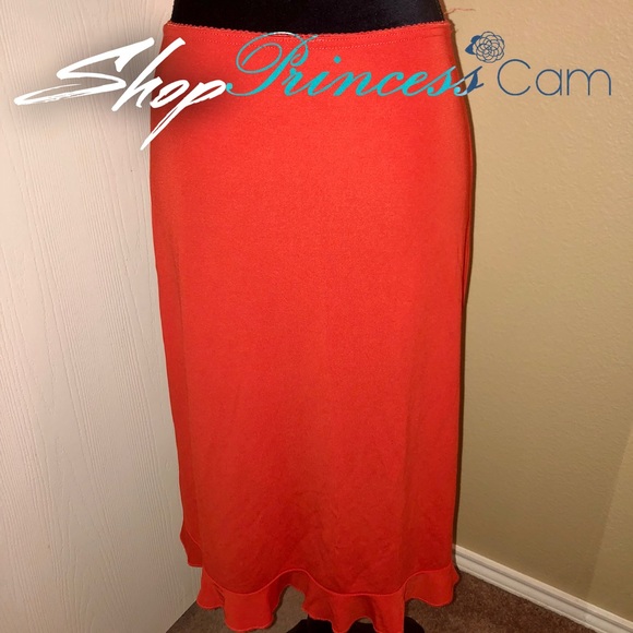 Dresses & Skirts - ✅Blood Orange Midi Skirt W/Ruffle Hem Sz M